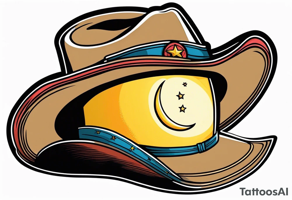 Cowboy hat and a moon tattoo idea