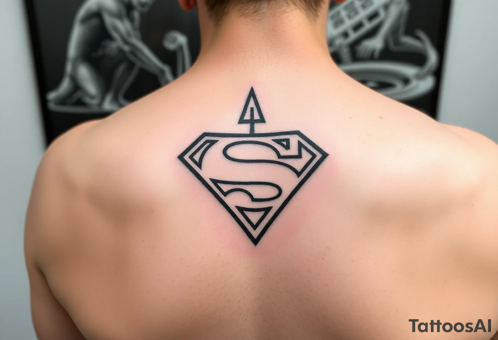 A hand tattoo that says SV And looks like the superman symbol tattoo idea