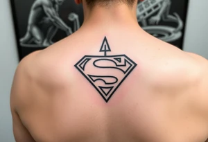 A hand tattoo that says SV And looks like the superman symbol tattoo idea