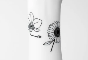 Orchid and sunflower tattoo idea