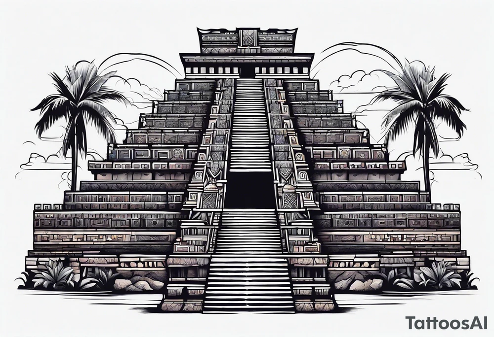 Mayan building tattoo idea
