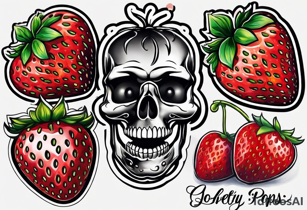 lonely strawberry wrapped in banner saying Pops tattoo idea lonely strawberry wrapped in banner saying Pops tattoo idea