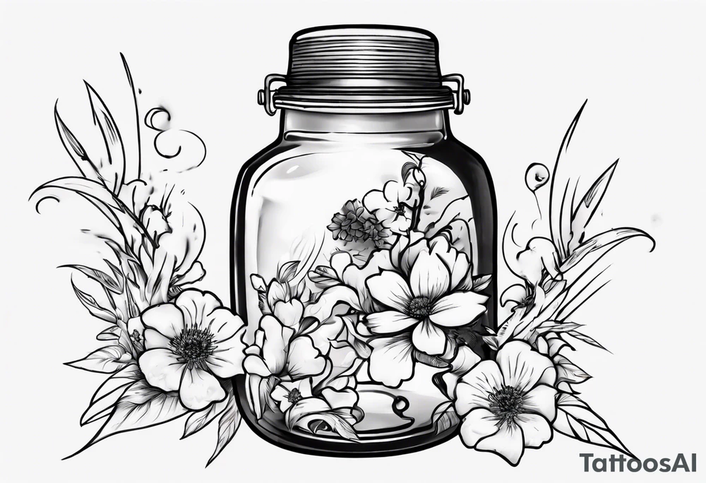 jar with flowers and the date blow the jar 12.08.05 tattoo idea