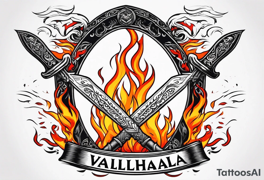 valhalla sword  funeral on fire tattoo idea