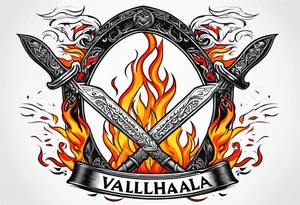 valhalla sword  funeral on fire tattoo idea