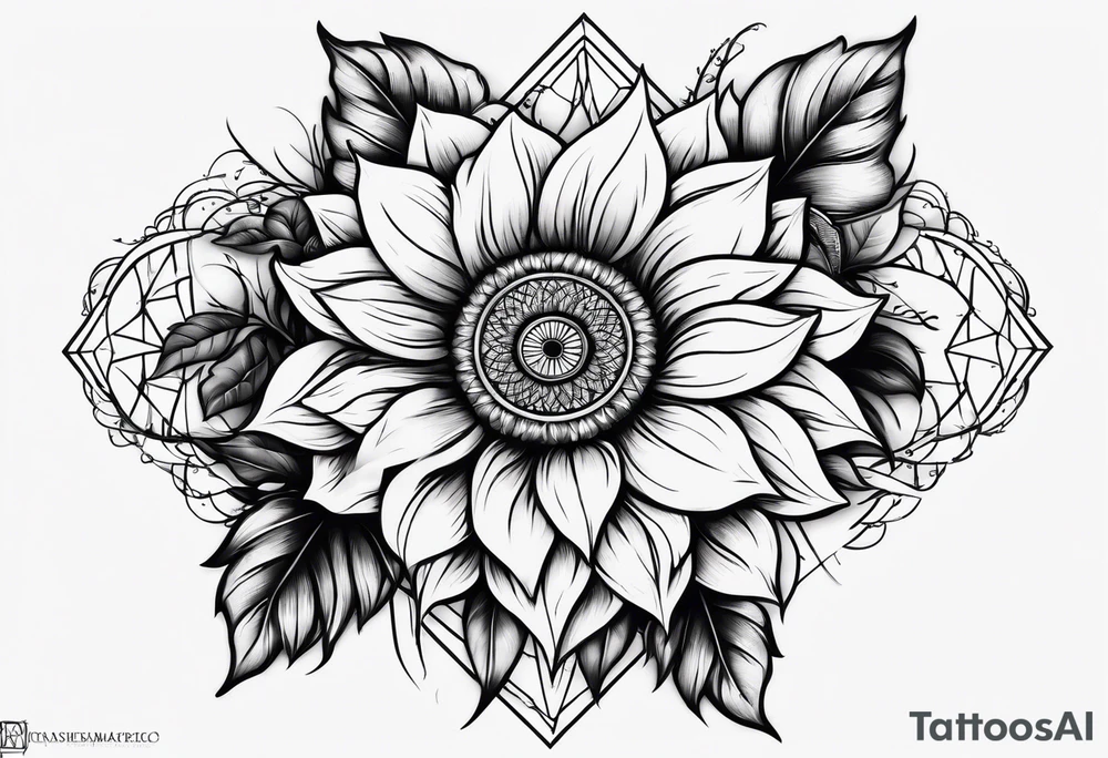 Dreamcatcher and sunflowers forearm sleeve tattoo idea