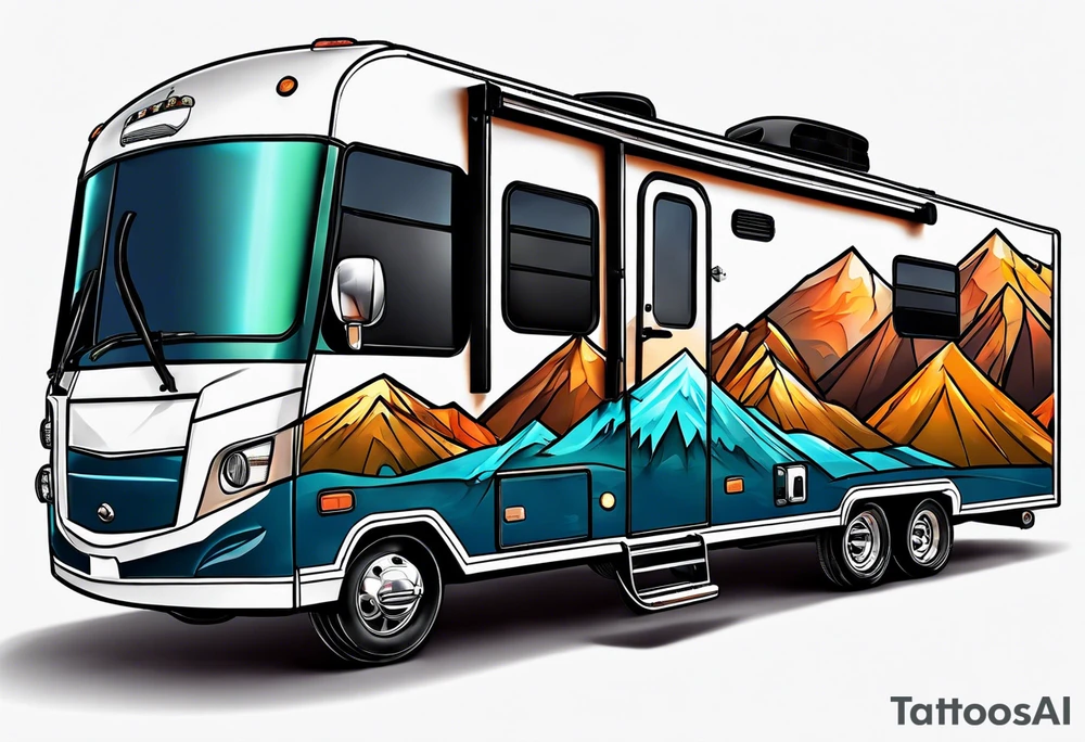 Mountains travel trailer family tattoo idea