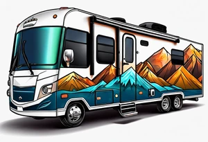 Mountains travel trailer family tattoo idea