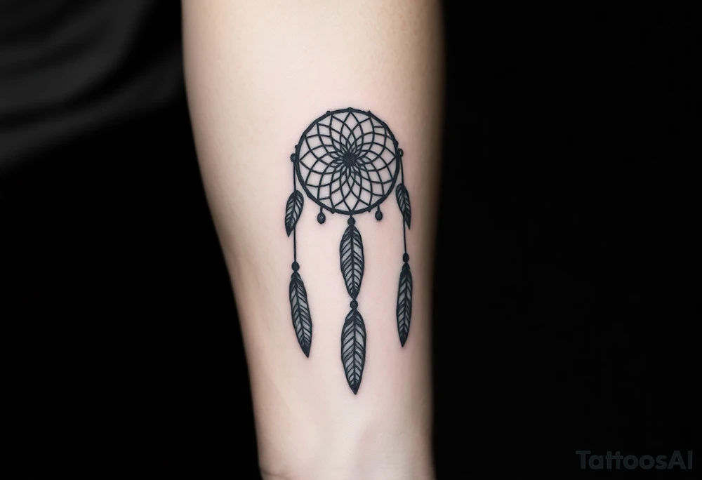 dreamcatcher, with feathers, authentic tattoo idea