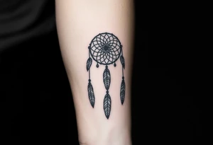 dreamcatcher, with feathers, authentic tattoo idea