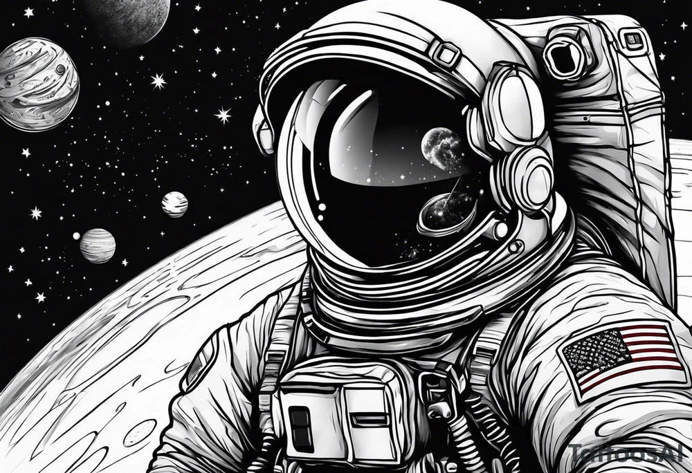 Astronaut floating in space without a helmet tattoo idea