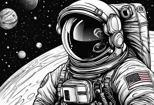 Astronaut floating in space without a helmet tattoo idea