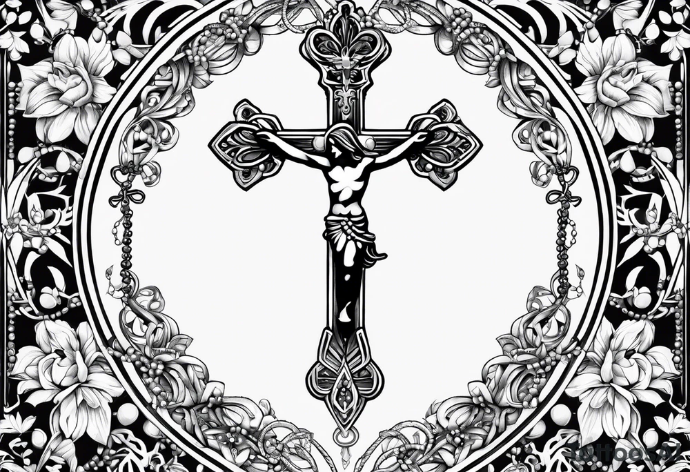 rosary with beads tattoo idea
