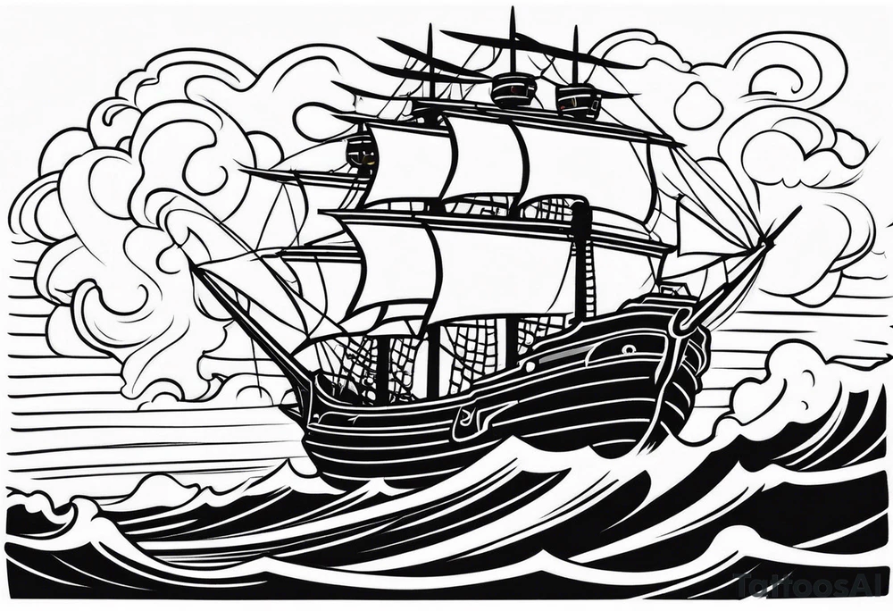 Pirate ship in a storm tattoo idea