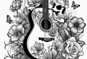 Guitar, skulls, flowers, cute dragon tattoo idea