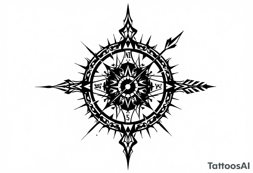 Rustic compass/clock with arrow tattoo idea