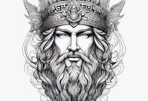 greek god zeus, full sleeve, attractive female face with wolf headress, chemical formula for protein tattoo idea