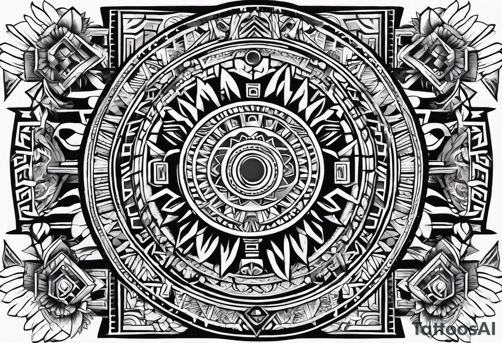 aztec rune sleeve tattoo idea
