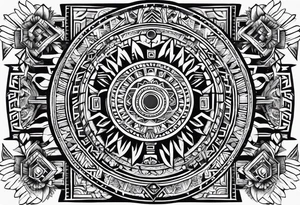 aztec rune sleeve tattoo idea