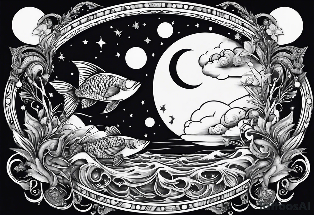 Pisces in a full moon tattoo idea