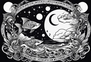Pisces in a full moon tattoo idea