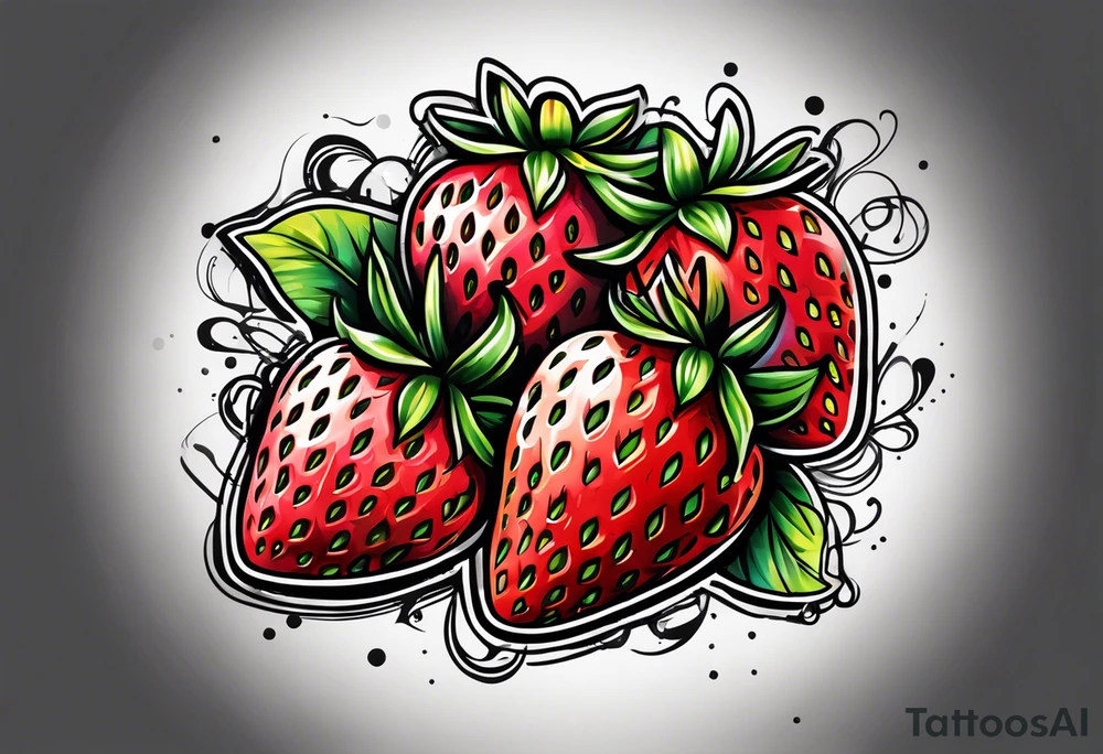 one graffiti style Strawberry, no background tattoo idea