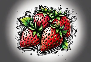 one graffiti style Strawberry, no background tattoo idea