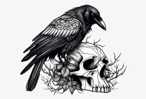 A crow on a ent skull tattoo idea