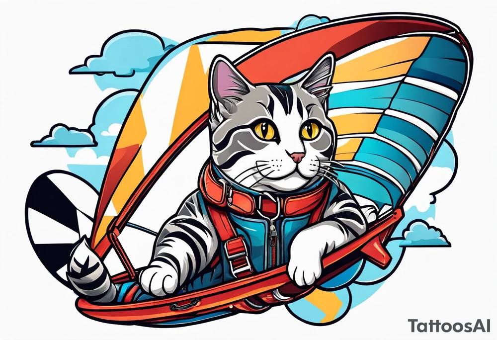 cat going skydiving with no chute open tattoo idea