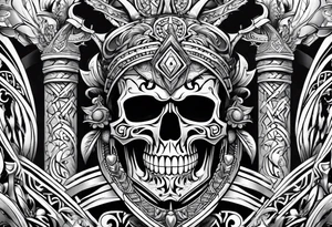 Armor, tribal, skulls tattoo idea