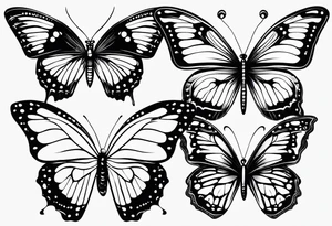 3 fine line butterflies in different positions tattoo idea