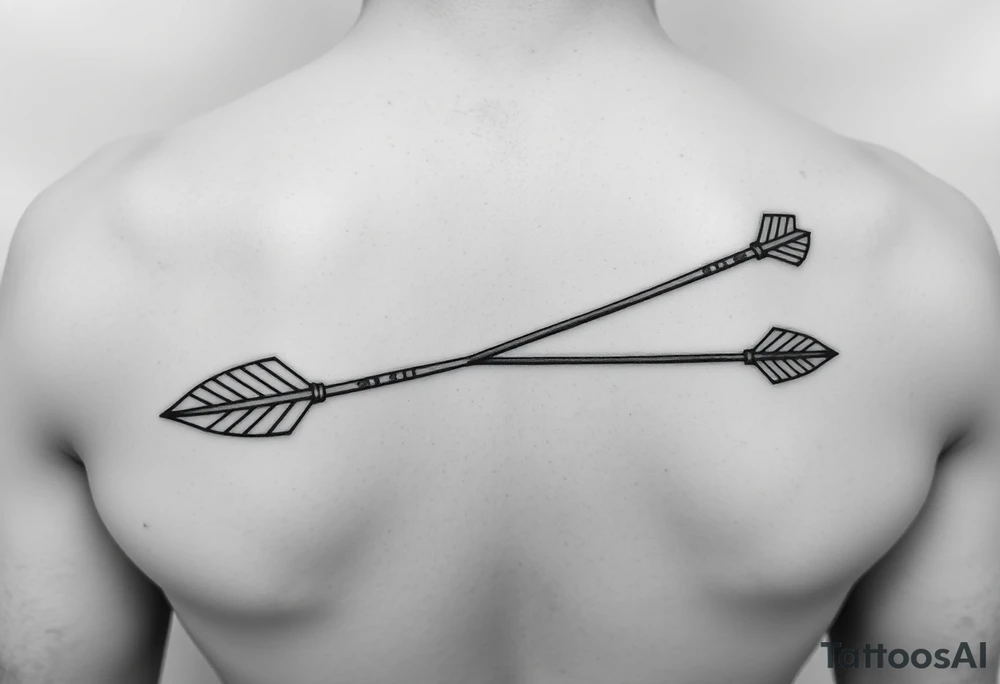 2 bow arrows one arrow is to incorporate the name Cameron and the other arrow is to incorporate the name Connor tattoo idea