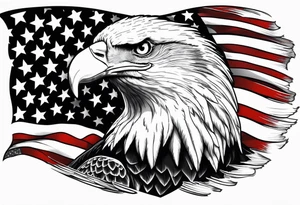 Bald eagle head and American flag tattoo idea