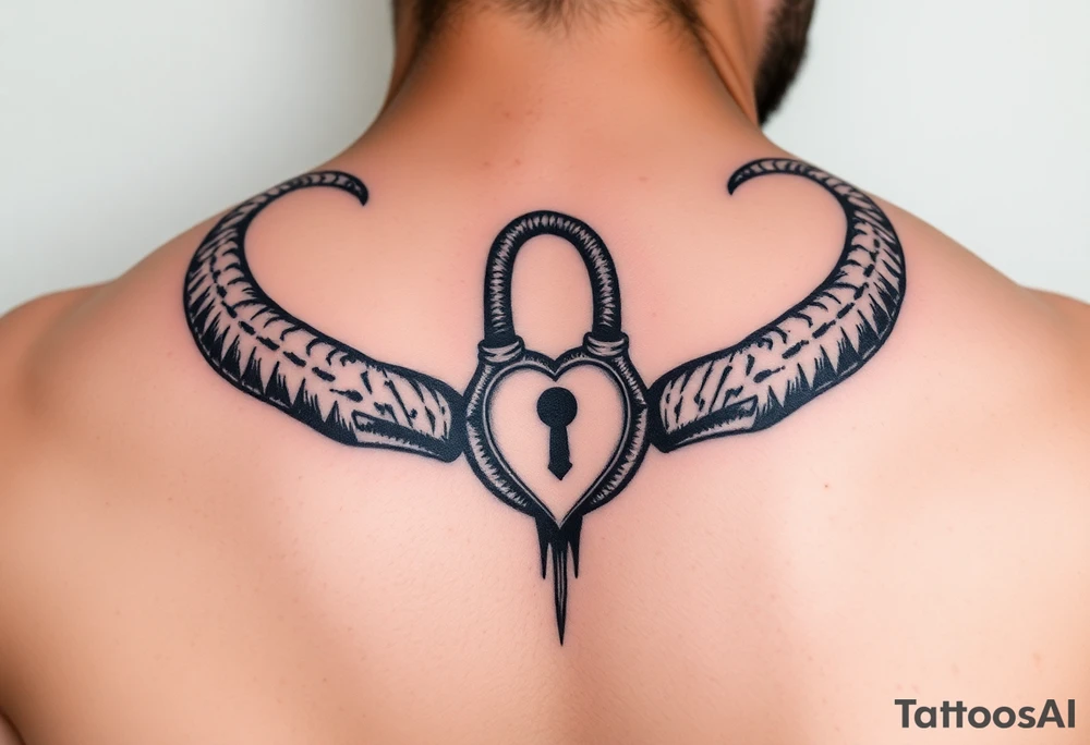 horns with a cuckold lock in middle tattoo idea