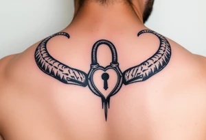 horns with a cuckold lock in middle tattoo idea