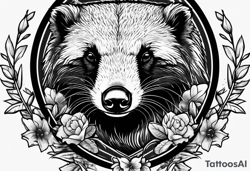 honey badger peeking over, claws, top view tattoo idea