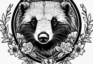 honey badger peeking over, claws, top view tattoo idea