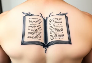 artistic open book tattoo idea