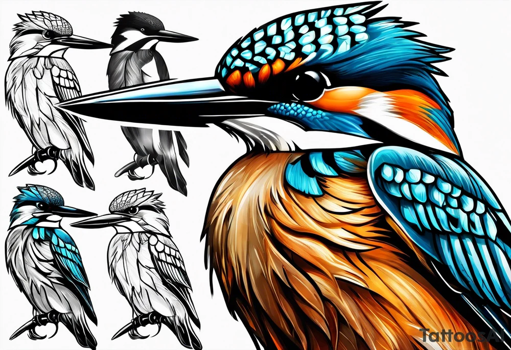 a kingfisher is trapped in a lot of chain tattoo idea