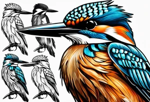 a kingfisher is trapped in a lot of chain tattoo idea