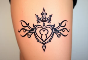 Powerful, crown, queen, broken heart, barb wire tattoo idea
