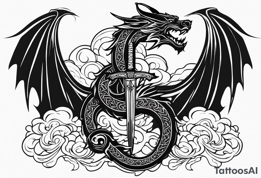 Valhalla chains dark cloud
 sword dragon tattoo idea