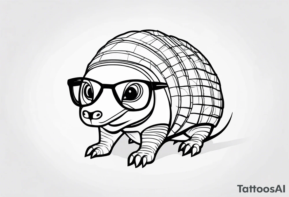 cute armadillo with glasses on tattoo idea
