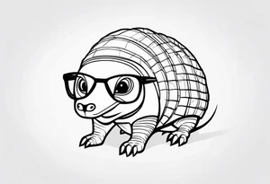 cute armadillo with glasses on tattoo idea
