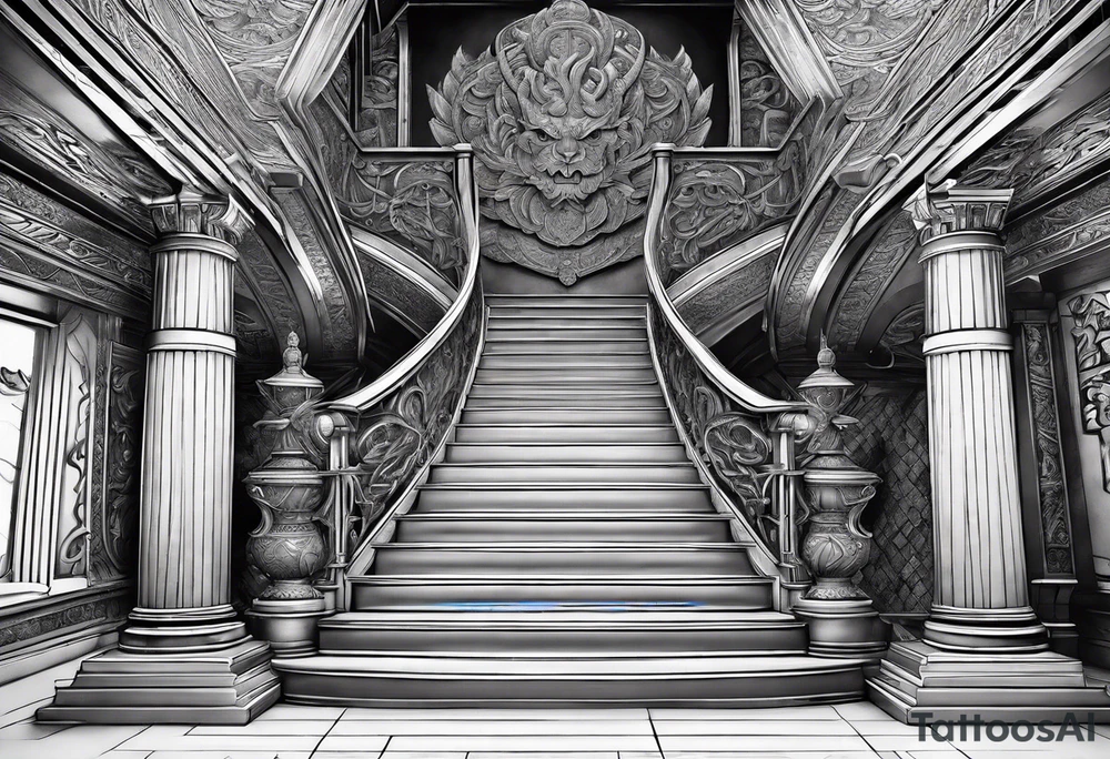 The Viking is standing at the bottom of the stairs to the valhalla. tattoo idea