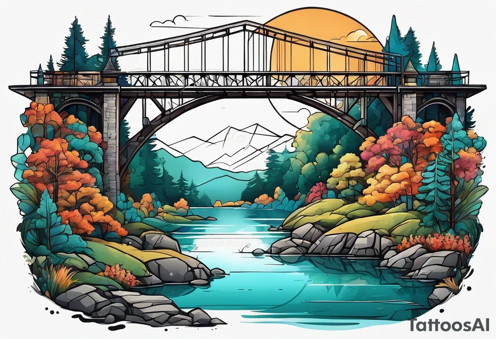 view from under cantilever bridge tattoo idea