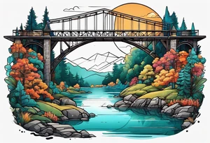 view from under cantilever bridge tattoo idea