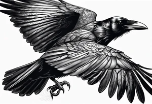 Evil raven in flight attacking tattoo idea