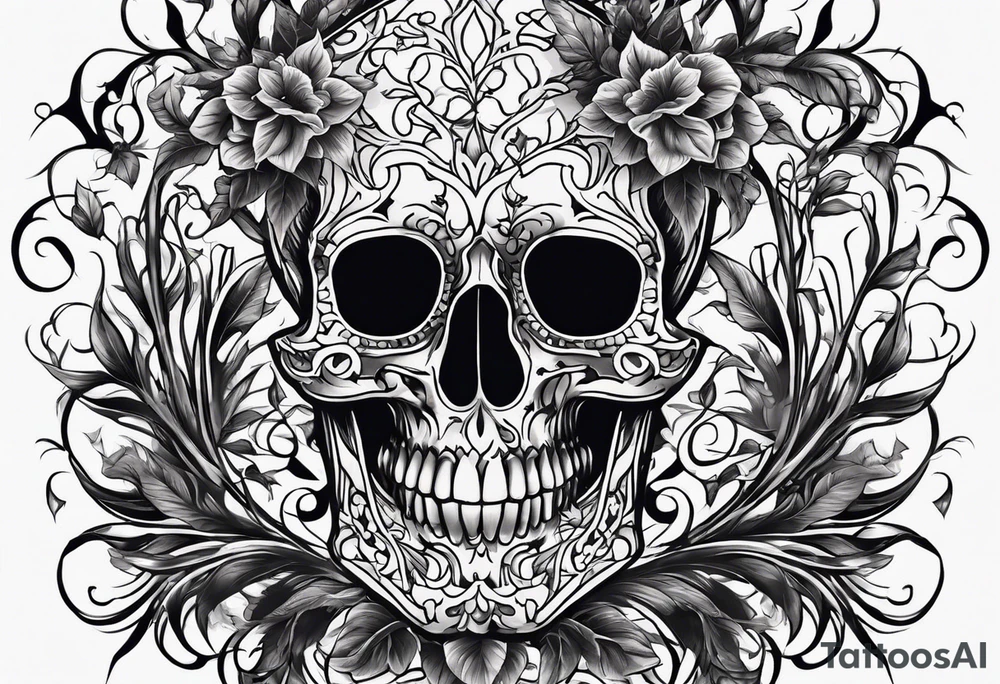 Skeleton wrapped in vines tattoo idea