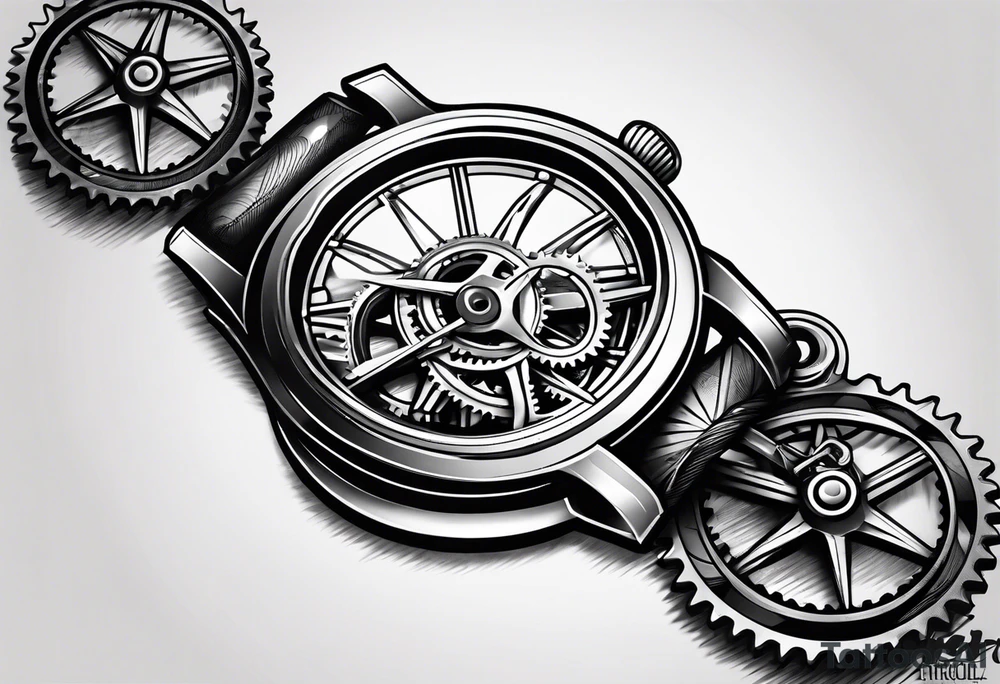 bicycle gear and chain as watch around wrist tattoo idea